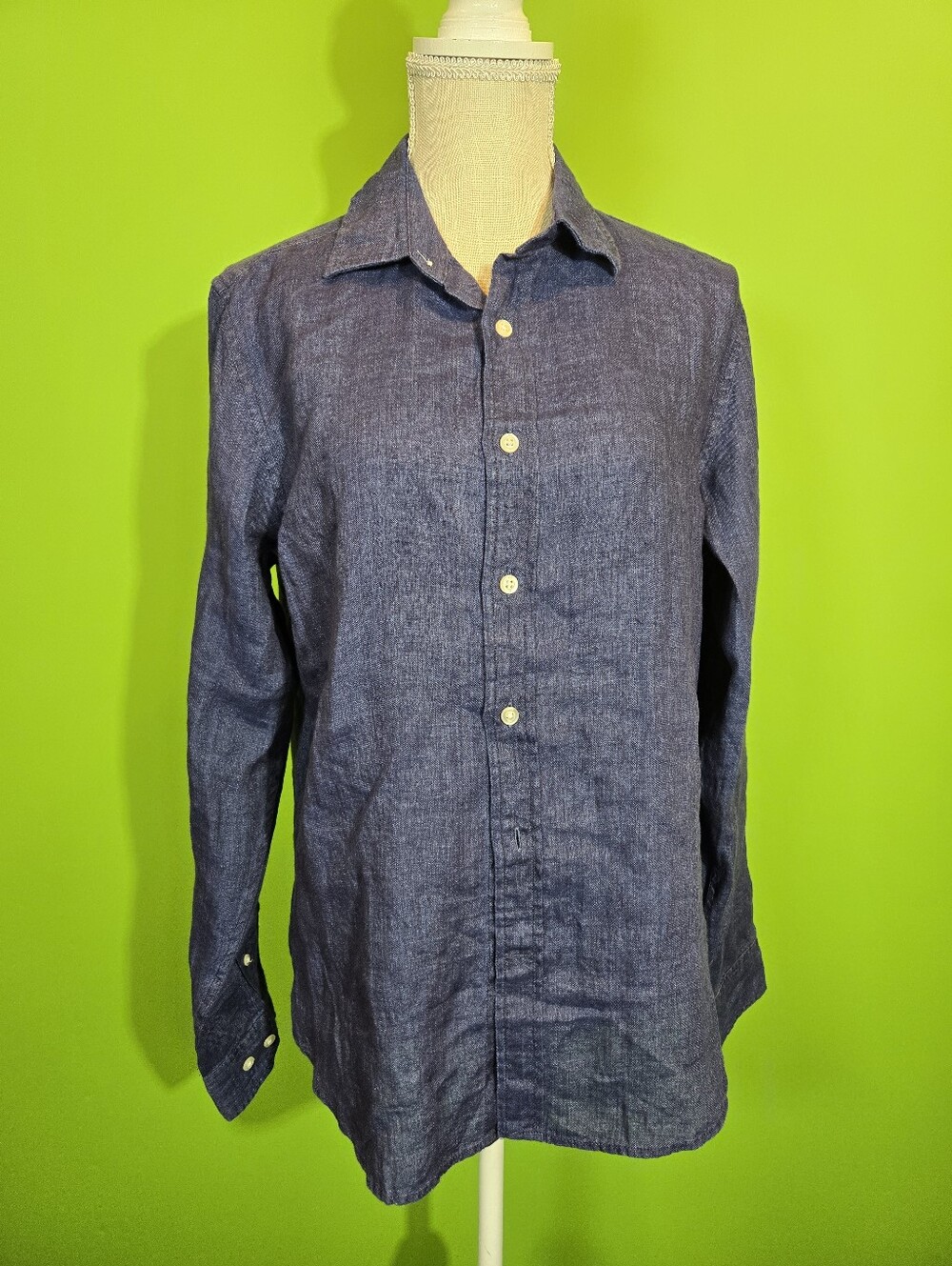 Banana Republic 100% Linen Shirt Blue Size MEDIUM NEW